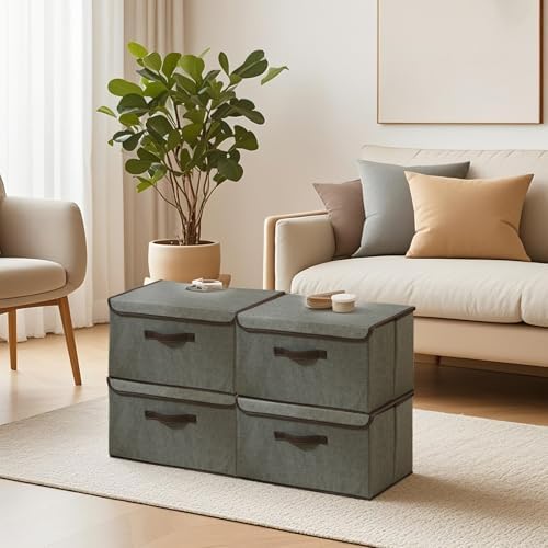 4Pack Large Storage Bins with Lid Grey