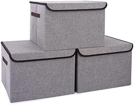 Large 42 Quarts Collapsible Storage Bins with Lids 3-Pack