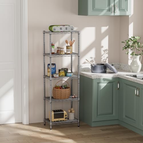 SINGAYE 5 Tier Adjustable Wire Shelf Unit Gray