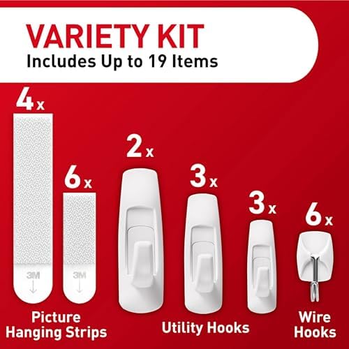 Command Variety Pack 10 Picture Strips 6 Wire Hooks 8 Utility Hooks