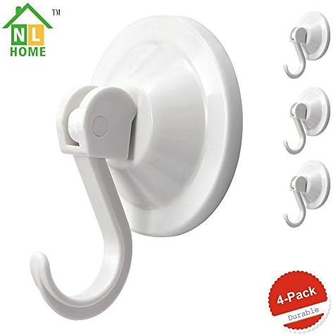 NL HOME 4-Pack White Suction Cup Hooks for Bath and Shower