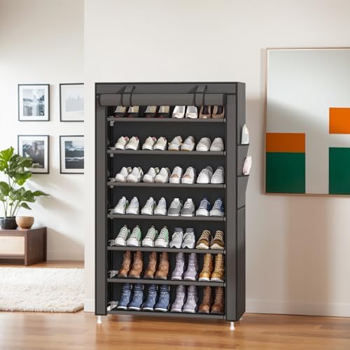 Laiensia 7-Tier Vertical Shoe Rack Organizer Grey