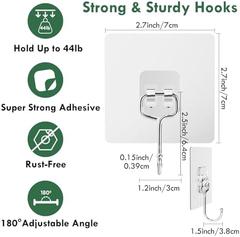 Lsnisni 20 Pack Heavy Duty Adhesive Hooks