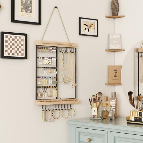 Feyejade 5-Tier Wall Jewelry Organizer Black