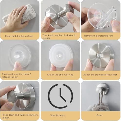 Stainless Steel Suction Cup Hooks for Shower 3-Pack Gold