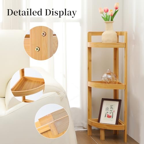 3-Tier Bamboo Corner Shelf for Small Spaces