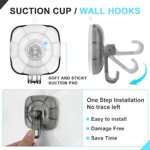 22 lb Heavy Duty Suction Cup Hooks 4 Pack