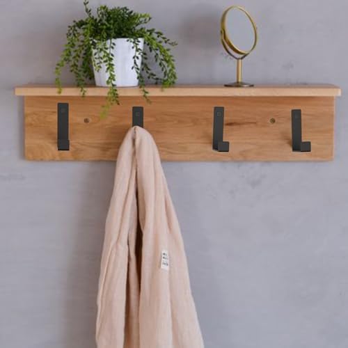 Aufuga Heavy Duty Stainless Steel Coat Hooks 8pcs Black Square Wall Hooks