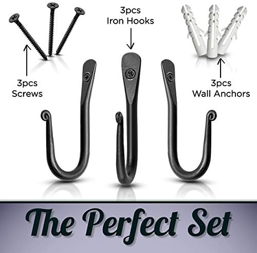 Stur-De Decorative Wall Hooks - Pack of 3 Black 1