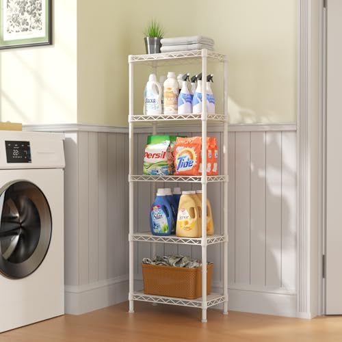 SINGAYE 5 Shelves Metal Storage Rack White 10x16x55H
