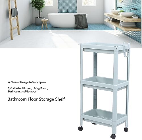 Bathroom Floor Storage Shelf with 3 Layers and Wheels
