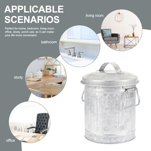 NUOBESTY Rustic Iron Desktop Trash Can Mini Waste Basket with Lid