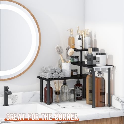 GHWIE 3 Tier Corner Shelf Organizer Black