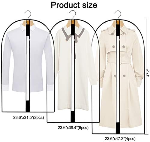 Pwsap 12-Pack Clear Breathable Garment Covers with Zipper