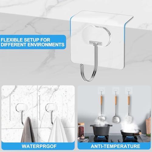 Large Heavy Duty Self Adhesive Hooks 8 Pack