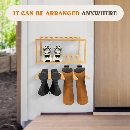 JAYOBGO 3-Tier Floating Boot Holder Wall Mounted Shoe Rack