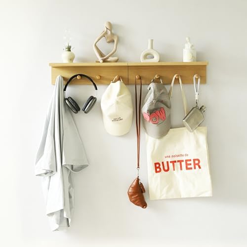 Wall Mount Coat Rack with Shelf and Hooks