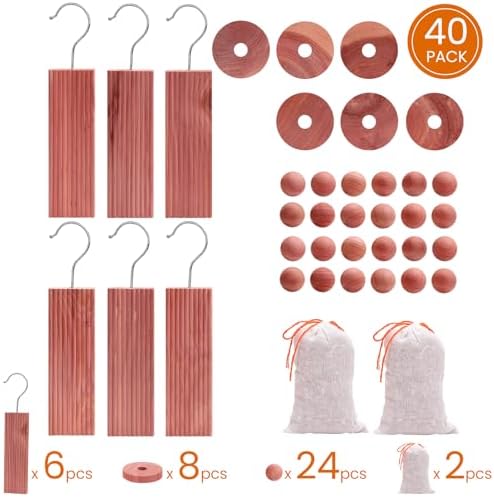 Homode Cedar Blocks for Clothes Storage 40 Pack