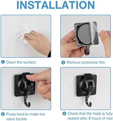 Suction Cup Wreath Hanger 2Pack Black Heavy Duty Window Waterproof Shower Hooks for Bathroom Towel Glass Door Camper