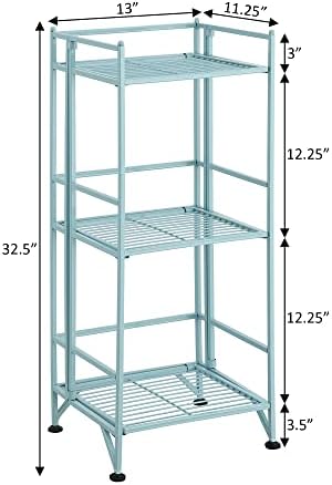 Convenience Concepts Xtra Storage Shelves - 3-Tier Folding Metal Shelves for Modern Home Use