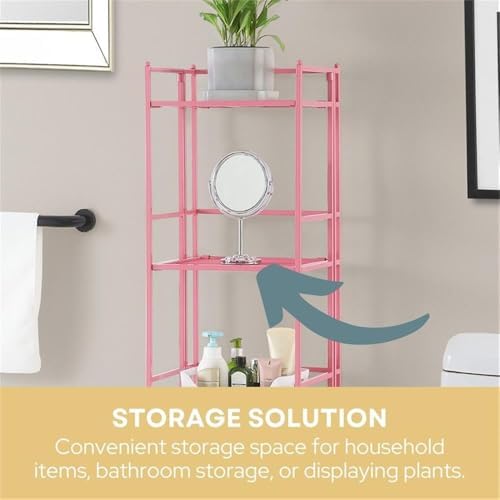 Convenience Concepts Xtra Storage Shelves - 5-Tier Folding Metal Storage Shelves Pink