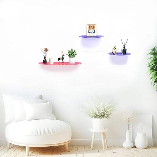 SetGame 2 Pack Acrylic Wall Shelves Purple 12 Inch Floating Storage