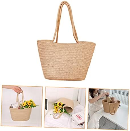 VOSAREA Khaki Woven Storage Basket for Home and Garden