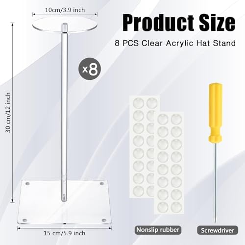 Leinuosen 8 Pcs 12 Hat Stand Display Rack for Hats Wigs and Masks
