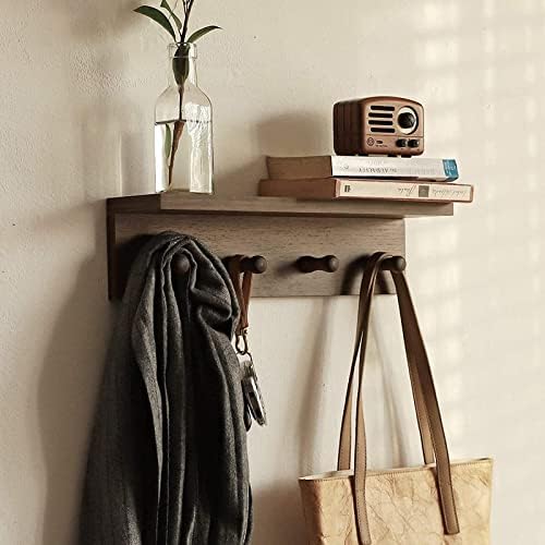XAOMLP Walnut Finish Wall-Mounted Coat Rack