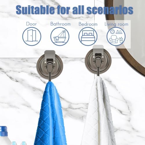4 Pack Suction Cup Wall Hanger for Bathroom Towel Shower Glass and Door