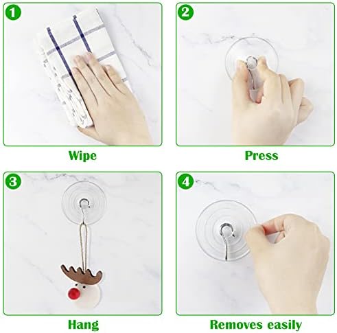 HangerSpace Suction Cup Hooks 8 Pack - 25 Inch Clear for Kitchen Bathroom Shower Wall Window Door