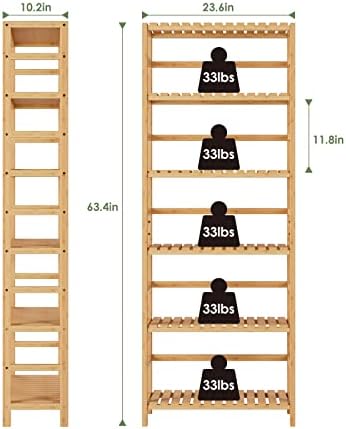 Bamjoy 6 Tier Bamboo Shelf Storage Unit