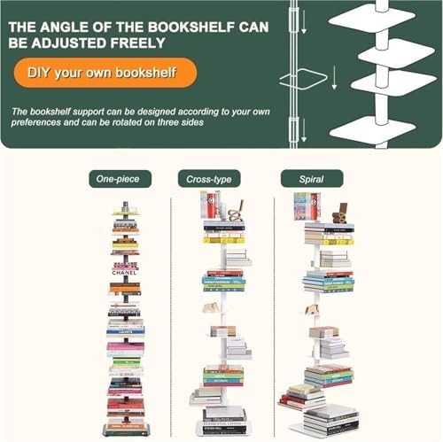 9-Tier Adjustable Carbon Steel Vertical Bookshelf Corner Display Shelf for Home Office Living Room Orange