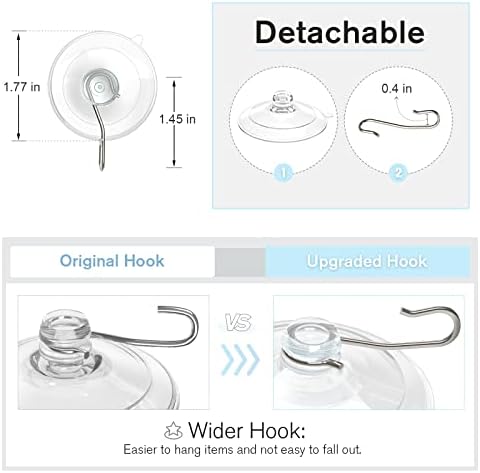 VISV Suction Cup Hooks 12 Pcs Clear with Metal Hooks