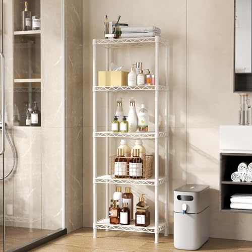 SINGAYE 5 Shelves Metal Storage Rack White 10x16x55H