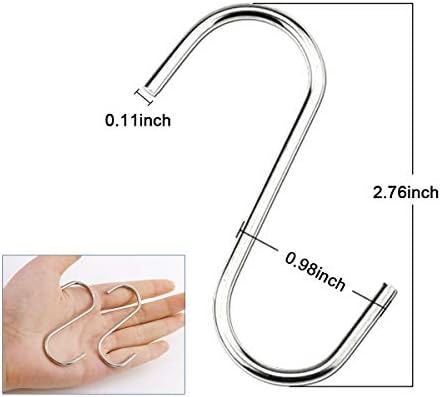 40 Pack S Hooks - Heavy Duty Stainless Steel Hooks for Kitchen Bathroom Closet Workshop Use