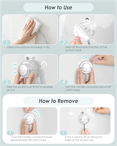 Upgrade Twist-lock Clear Suction Towel Hooks 2 Pack