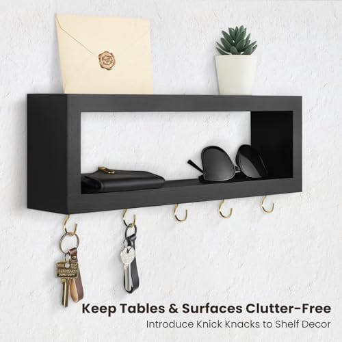 Lwenki Wall Shelf with Hooks Key and Wallet Holder