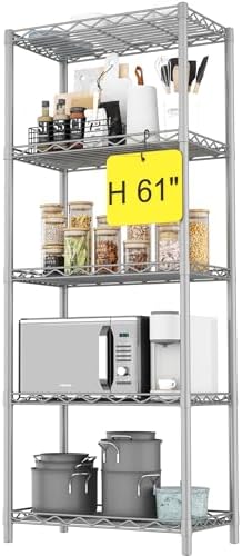 HOMEFORT 5-Tier Metal Storage Shelving Unit in Grey
