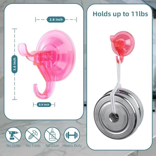 Suction Cup Hooks with Dual Hooks 5pcs Orange