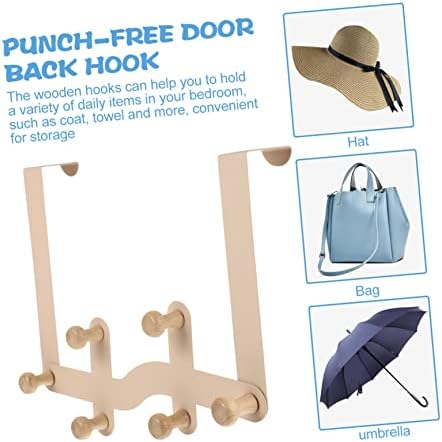 Cabilock Door Clothes Hanger Organizer with 6 Wooden Hooks No Drill Easy Installation