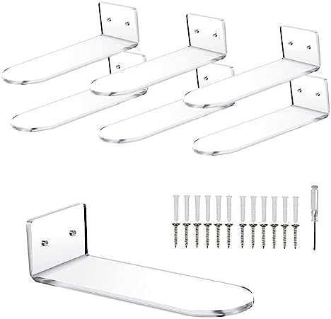 6 PCS Acrylic Floating Shoe Rack Wall Mount Organizer