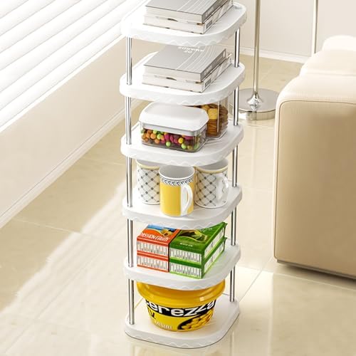 6 Tier Adjustable Free Standing Shoe Rack Durable Corner Storage for Entryway Bedroom Living Room Kitchen Bathroom Beige