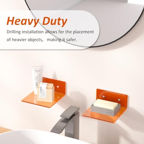 6 Inches Orange Wall Shelves Set of 2