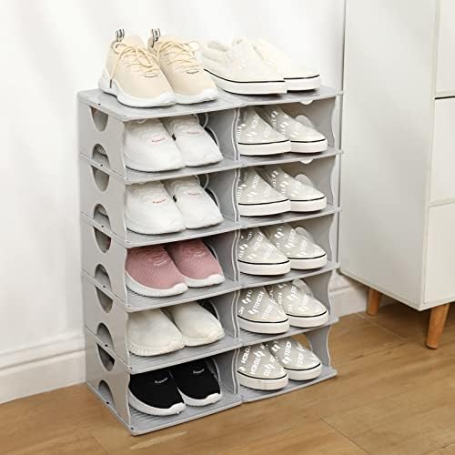 6-Tier Stackable Shoe Rack for Bedroom Entry Grey