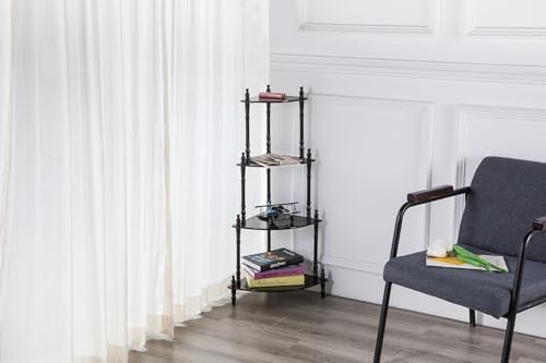 39 Inch Tall 4 Tier Wooden Corner Shelf Cherry