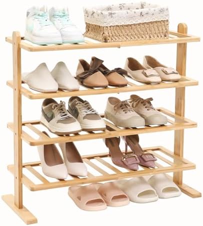 Varhomax Bamboo Shoe Rack 4 Tier Free Standing