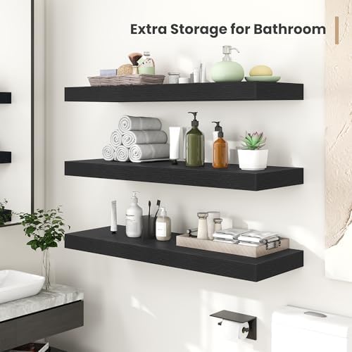 12 Inch Deep Floating Shelves 2Pack Black