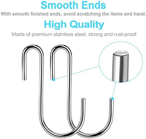 50 Pack Heavy Duty S Shaped Hooks for Kitchenware and Storage