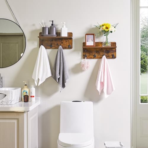 YMYNY Wall Mounted Coat Rack with 8 Hooks and Shelf